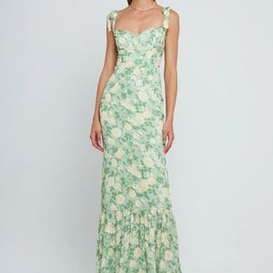 OPT (same manufacturer as Reformation) - Floral Green Maxi Dress / Gown - NWT